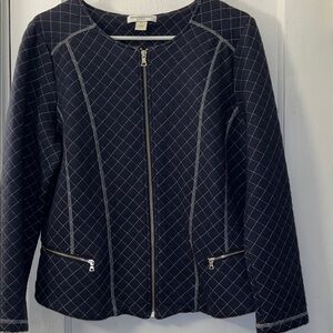 Christopher & Banks Navy Quilted PTP 20”, L 23”, AL 23”Blazer